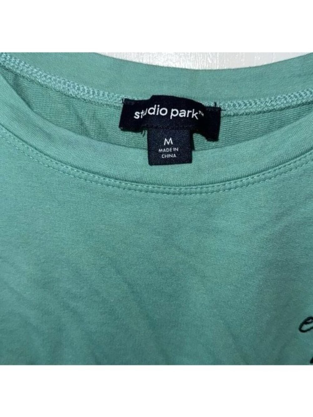 Studio Park Womens Green Pullover Long-Sleeve Top Eat Sleep Move Graphic Size M - Picture 3 of 7